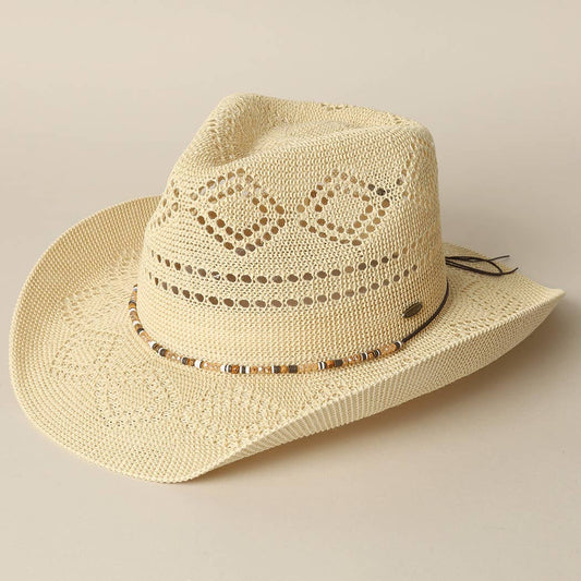 Eco-Friendly Woven Cowboy Panama Adjustable Sun Hat: BGE / ONE SIZE