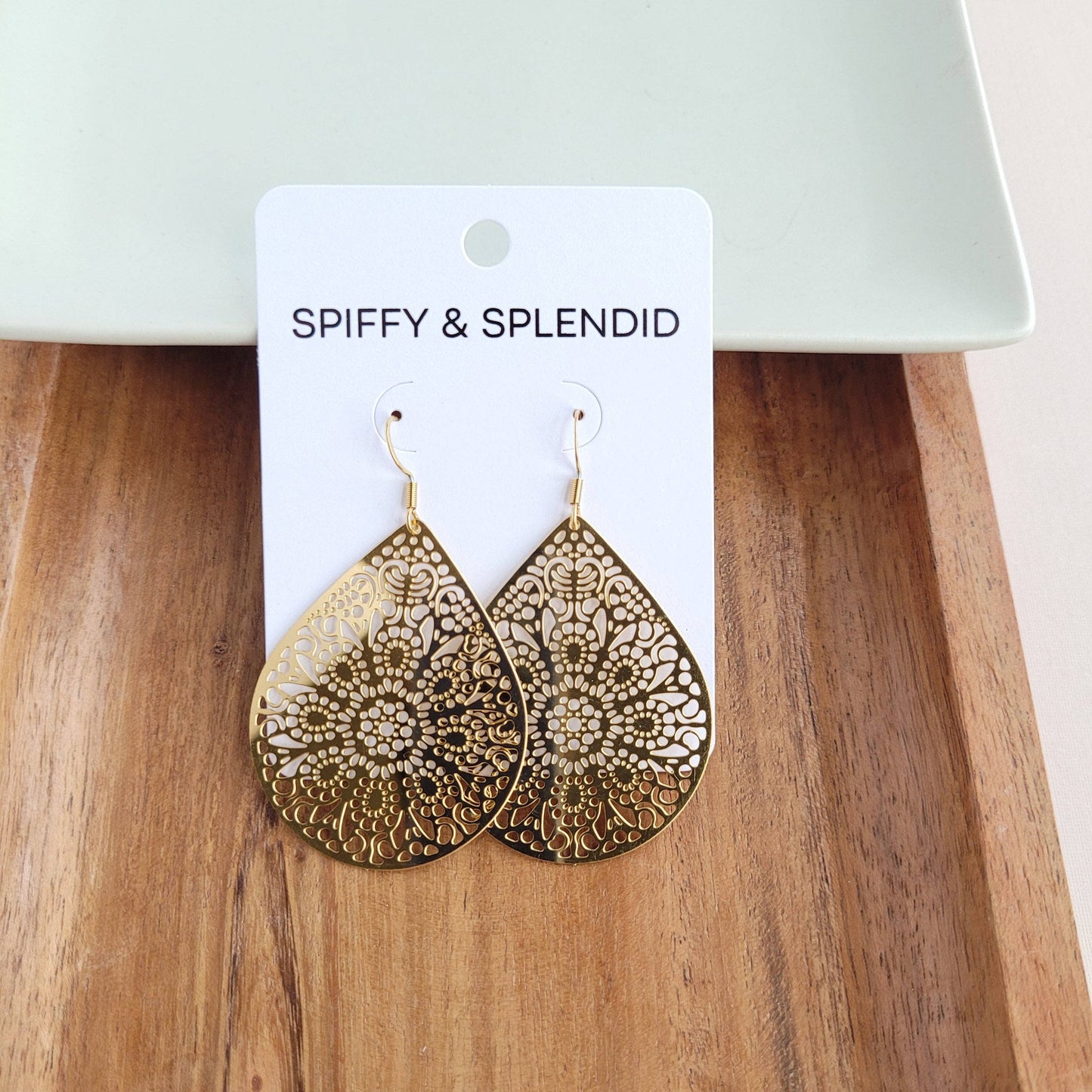 Gold Pendant Earrings