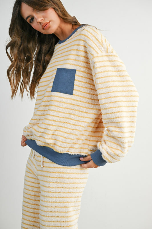 Striped Oversized Crewneck Long Sleeve Sweater