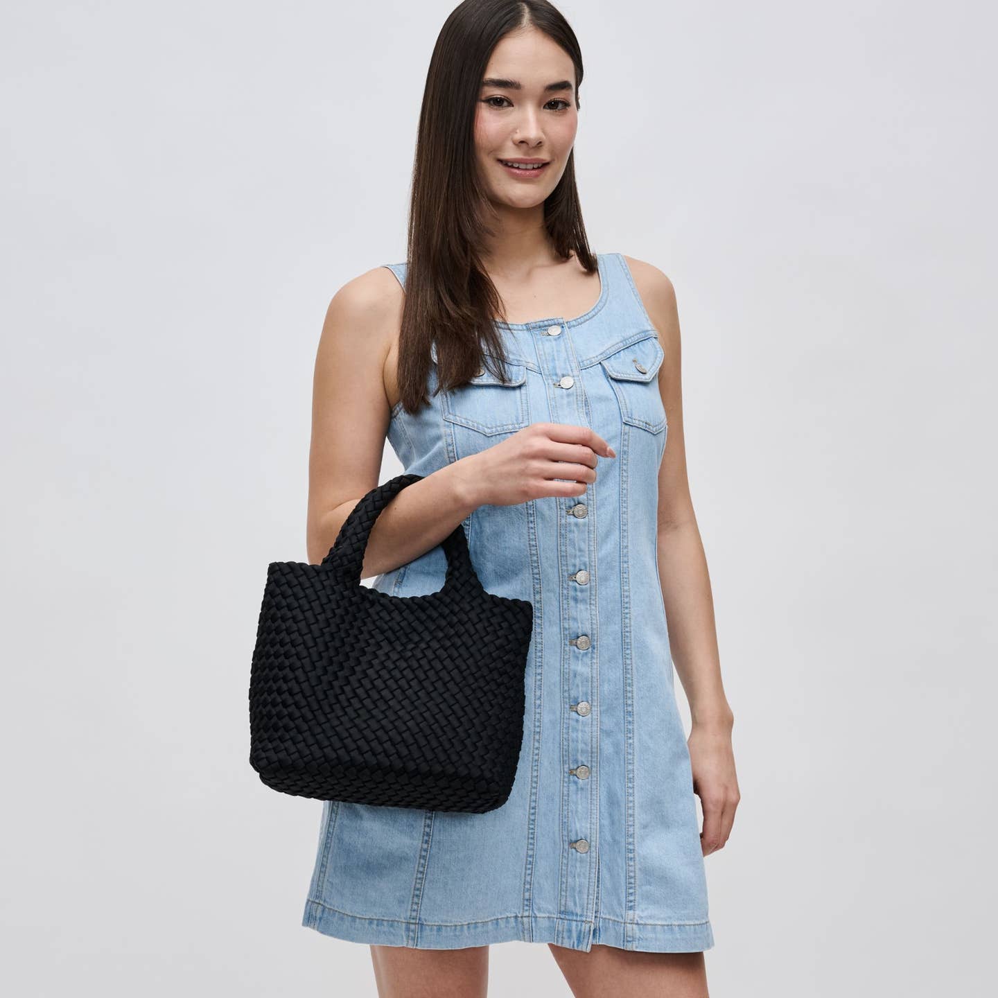 Black Sky's the Limit Small Woven Neoprene Crossbody