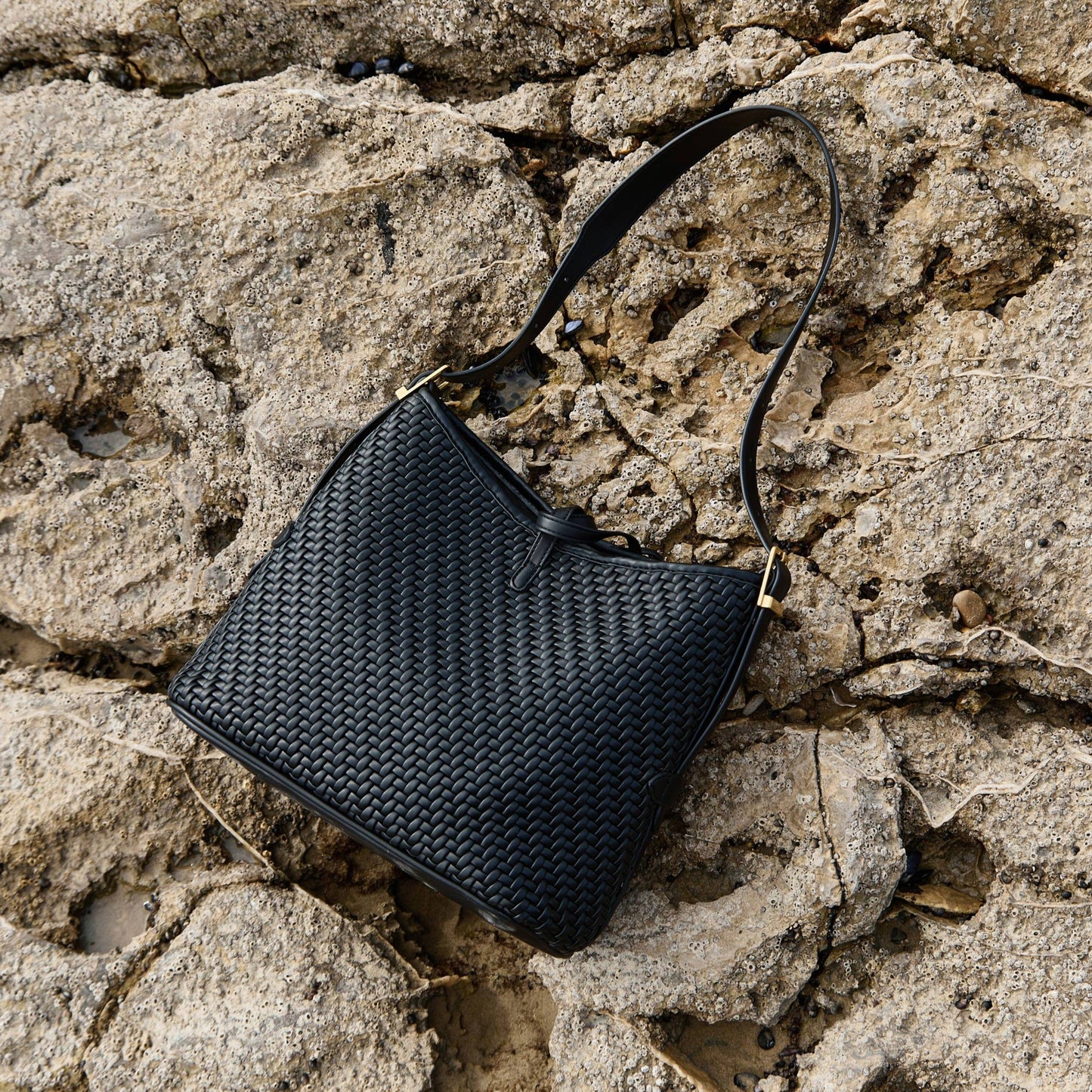 Black Recycled Vegan Leather Tote Bag