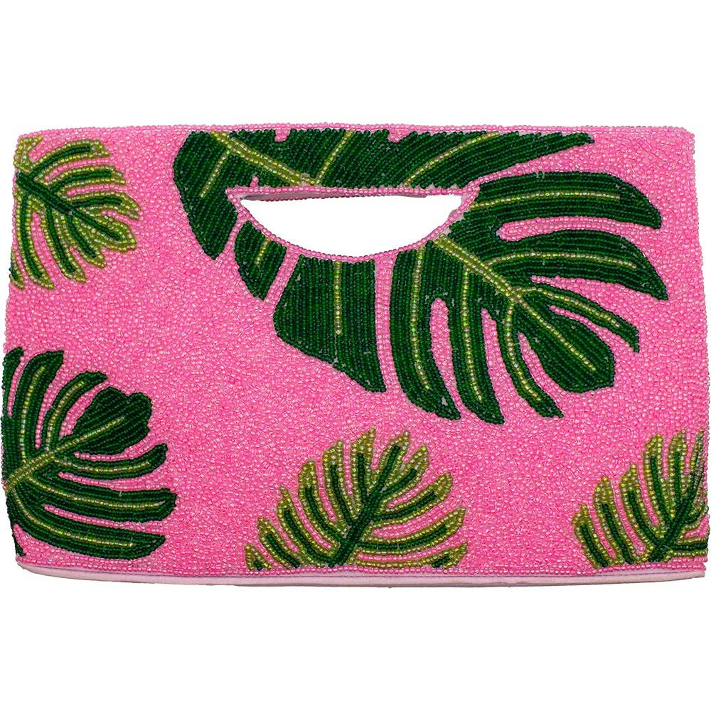 Palm Leaf Beaded Handbag