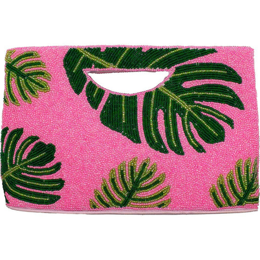 Palm Leaf Beaded Handbag