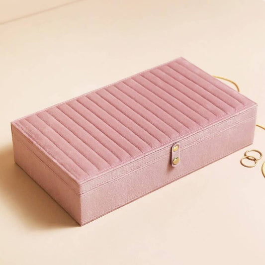 Pink Quilted Velvet Large Jewelrey Box