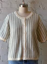 Short Sleeve Cardigan - Canvas and Blue Stripe