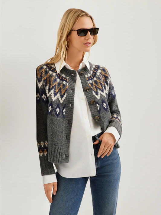 Mixed Media Fair-Isle Cardigan