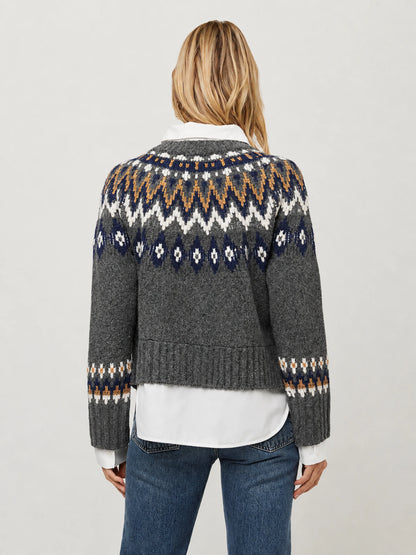 Mixed Media Fair-Isle Cardigan