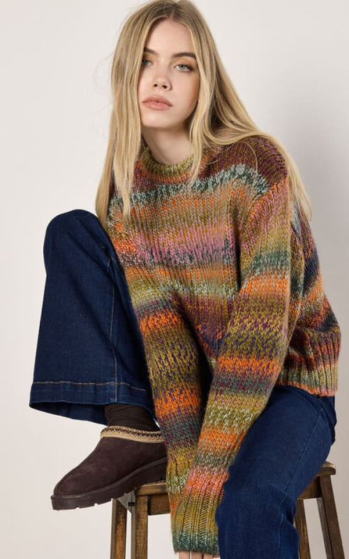 CHUNKY KNIT MULTI  COLOR SWEATER