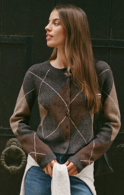 Charcoal Medina Argyle Cardigan