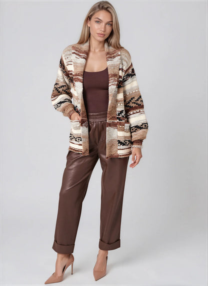 Brown Pattered Atsa Cardigan