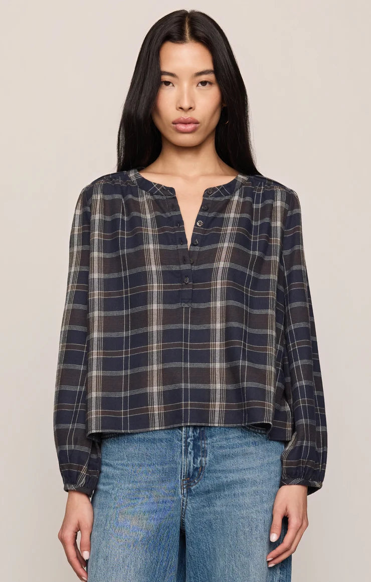 Navy Autumn Plaid Button Up