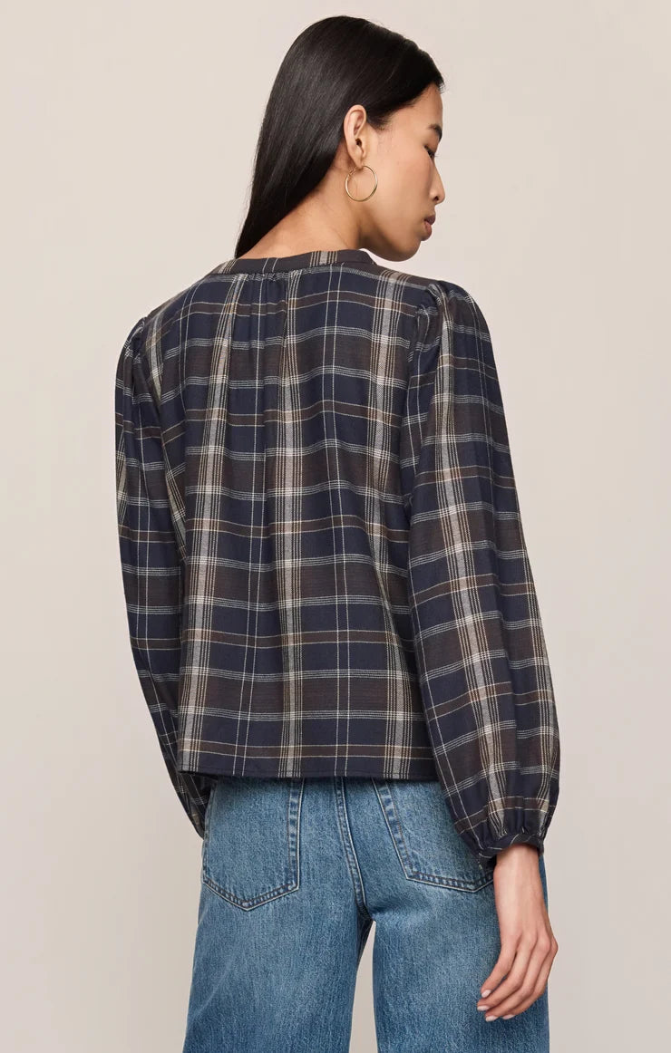 Navy Autumn Plaid Button Up