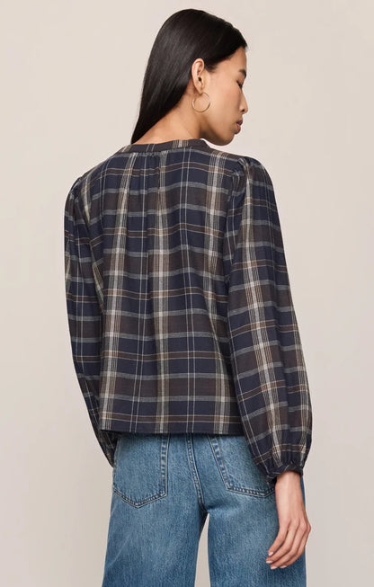 Navy Autumn Plaid Button Up