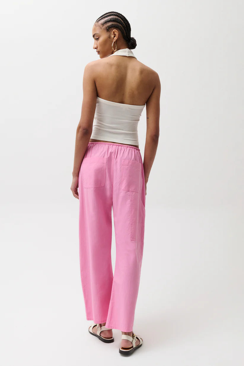 Theo Drawstring Poplin Pant - Azalea