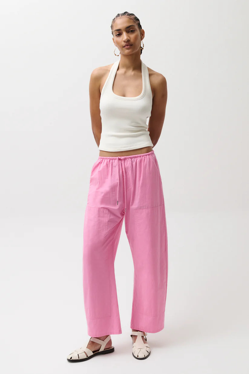 Theo Drawstring Poplin Pant - Azalea