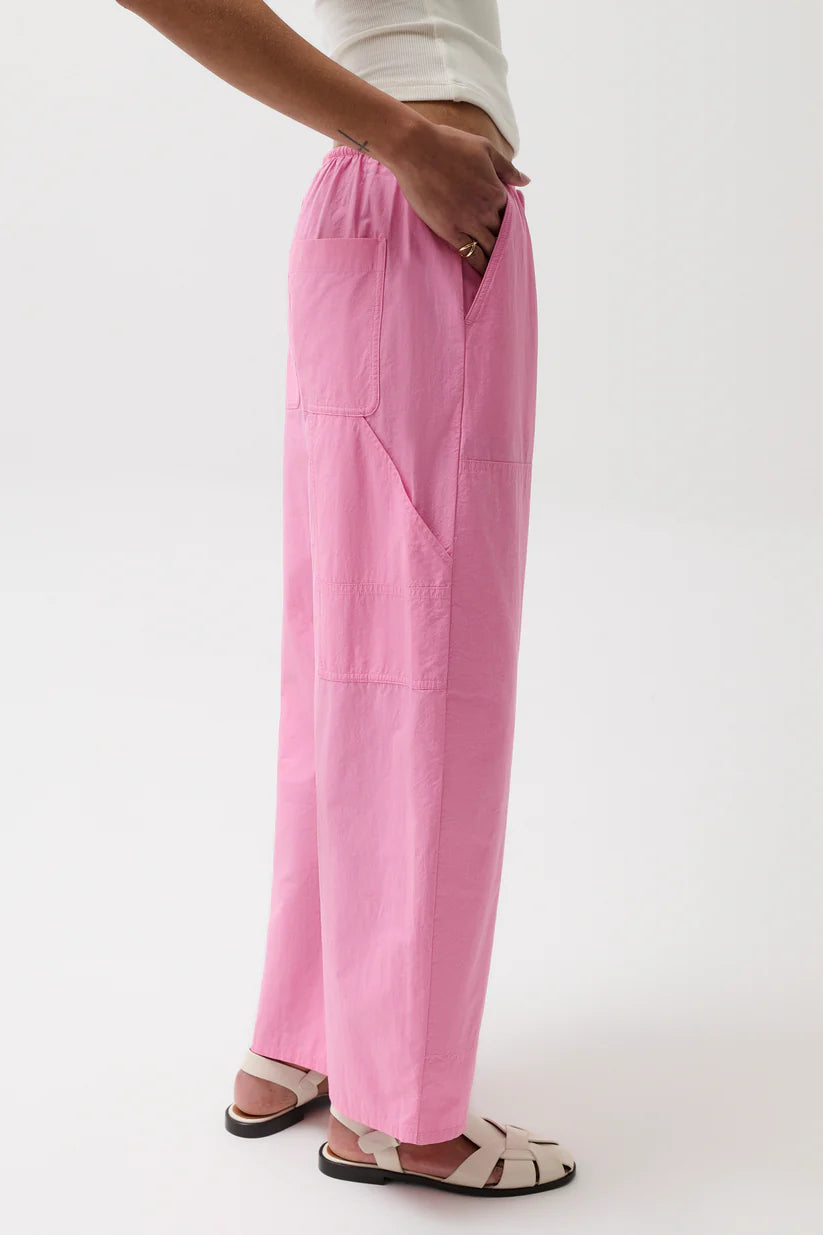 Theo Drawstring Poplin Pant - Azalea