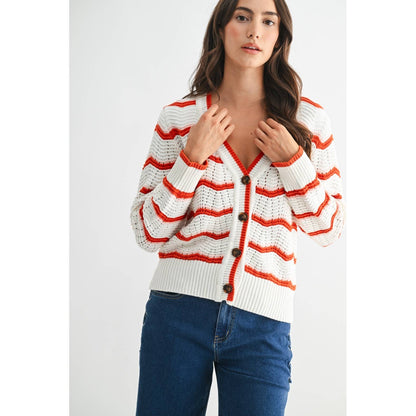 Stripe Button Up Cardigan