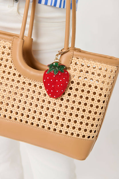 STRAWBERRY BEADED BAG CHARM/KEY