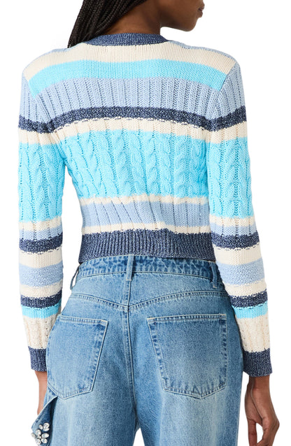 Eviee Cotton Blend Cable Cardigan
