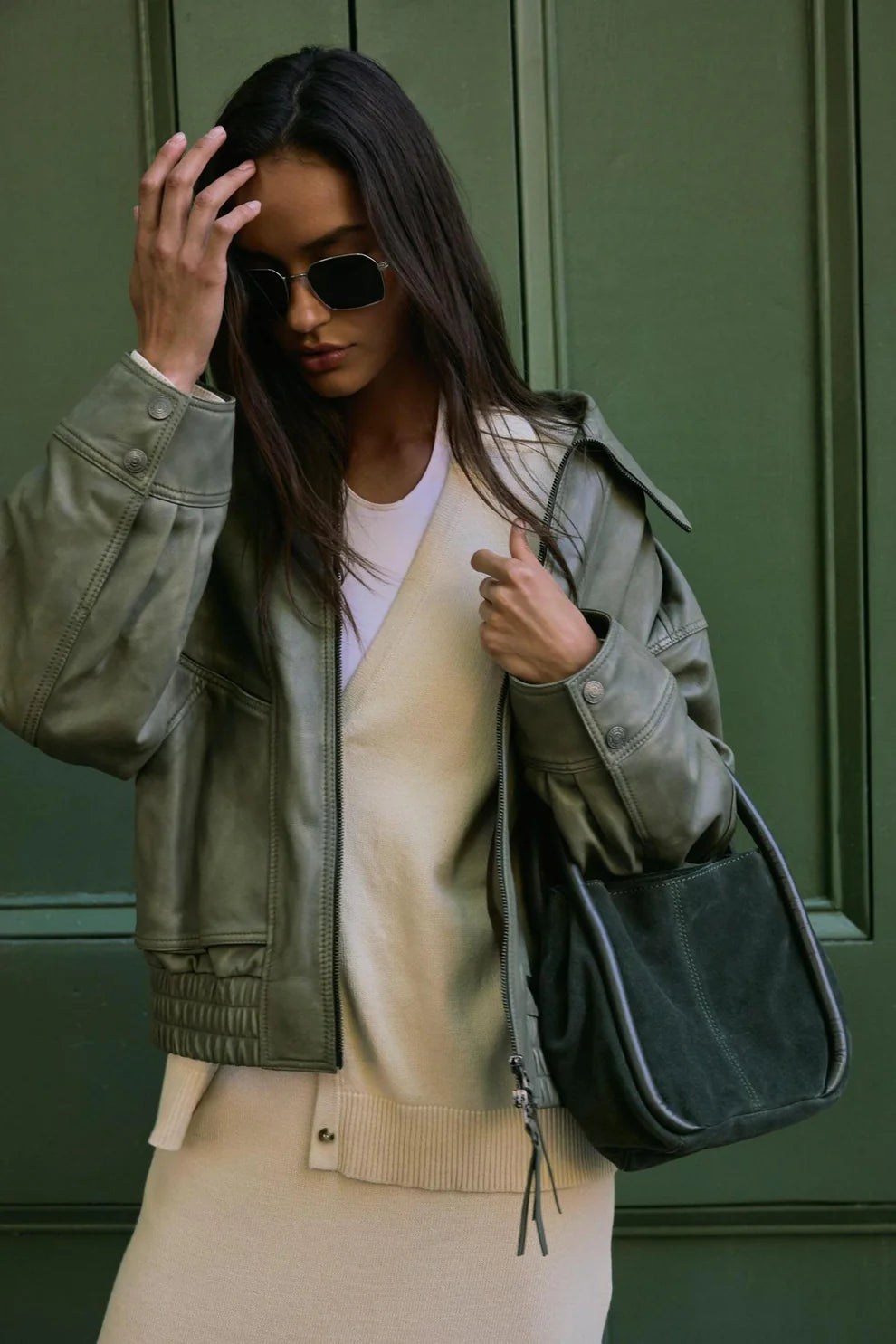Dark Olive Barlow Bucket Bag