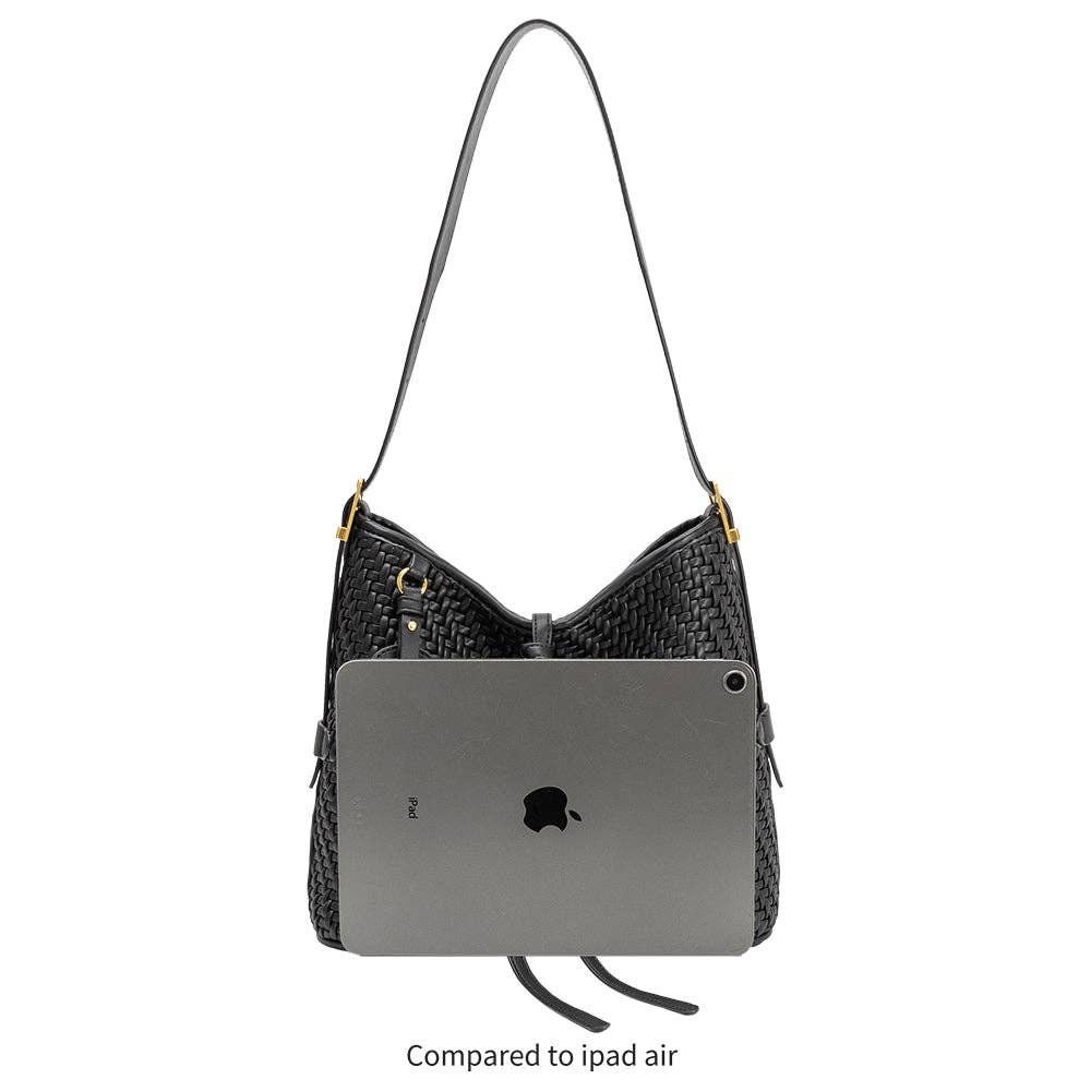 Black Recycled Vegan Leather Tote Bag