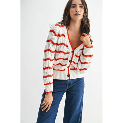 Stripe Button Up Cardigan