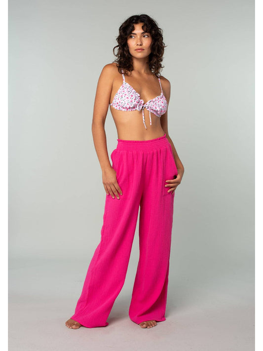 Cotton Gauze Wide Leg Pants