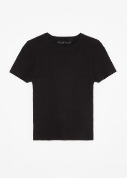 Black Short Sleeve Knit Top