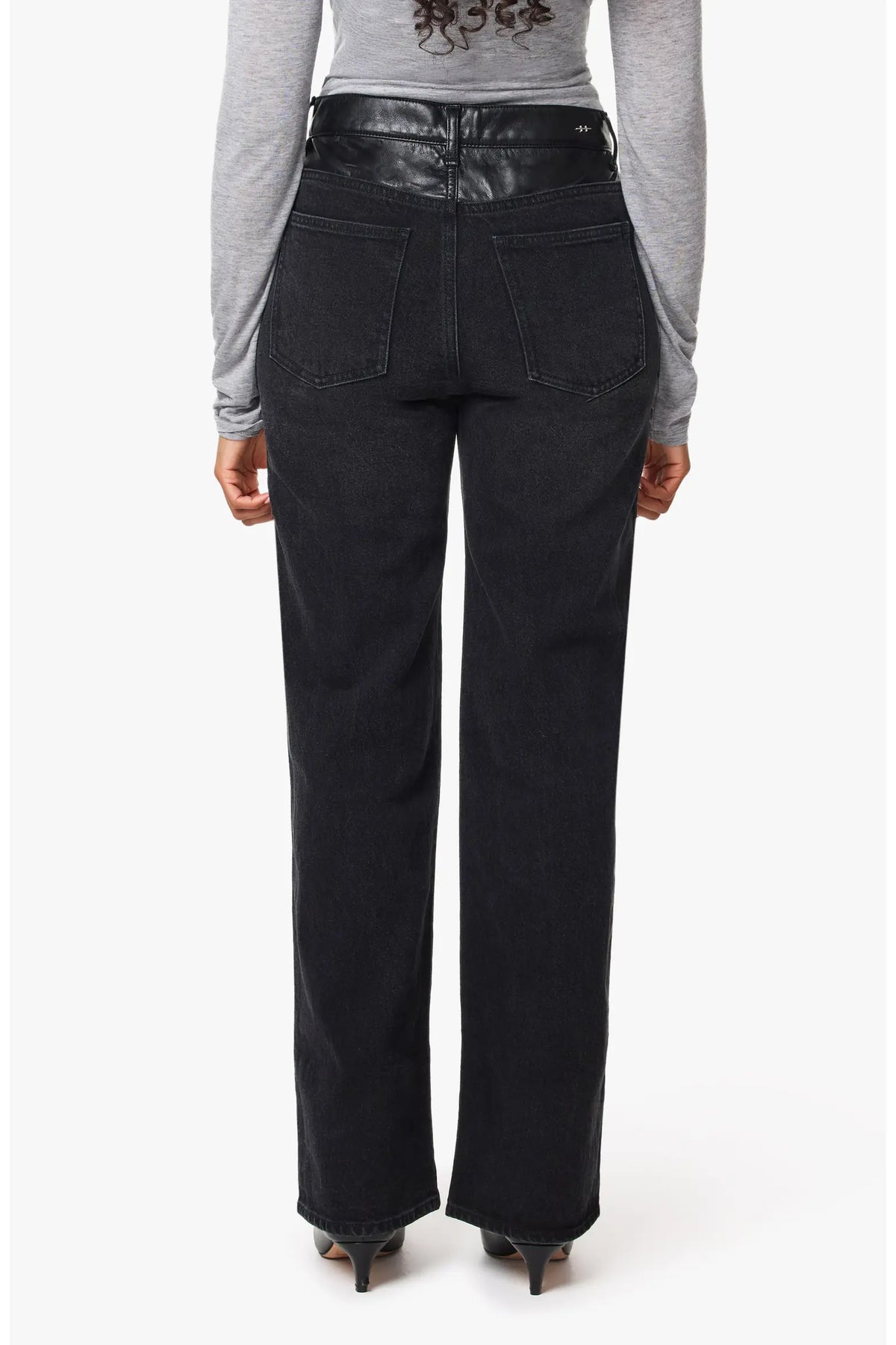 Washed Black Blaine Vegan Leather Mixed Straight