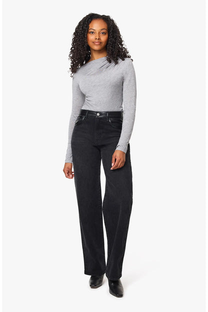 Washed Black Blaine Vegan Leather Mixed Straight