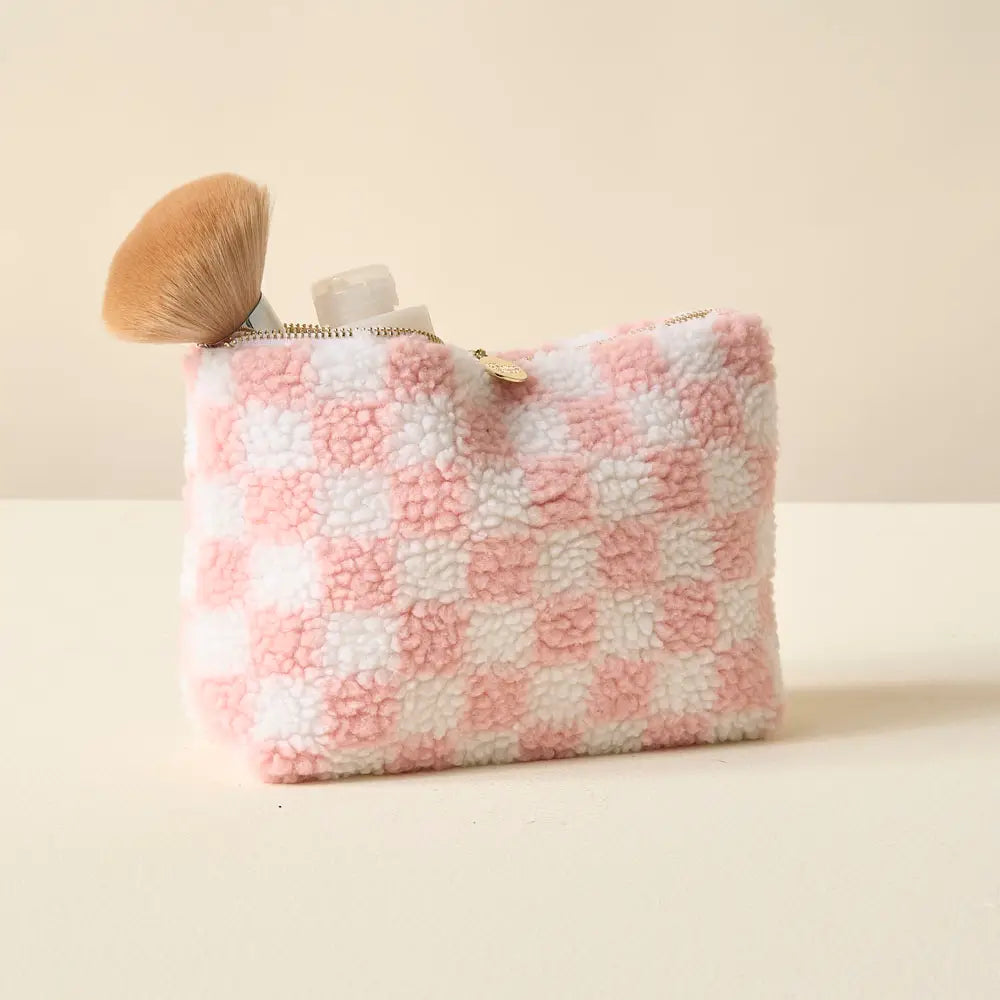 Check Blush Cosmetic Bag