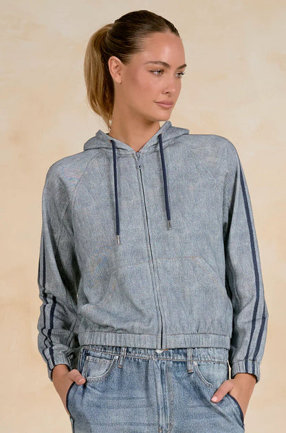 Denim Bomber Hoodie