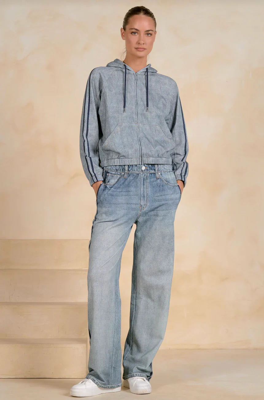 Denim Bomber Hoodie