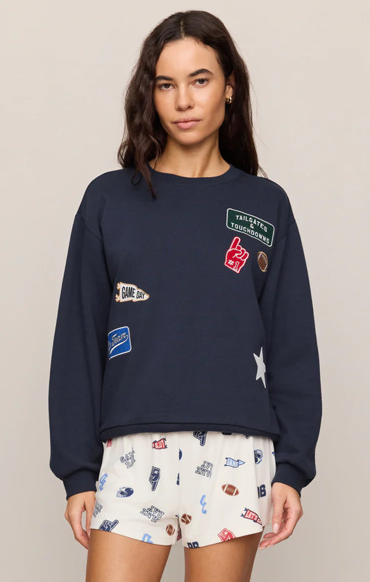 Navy Boyfriend Patch Sweatshirt