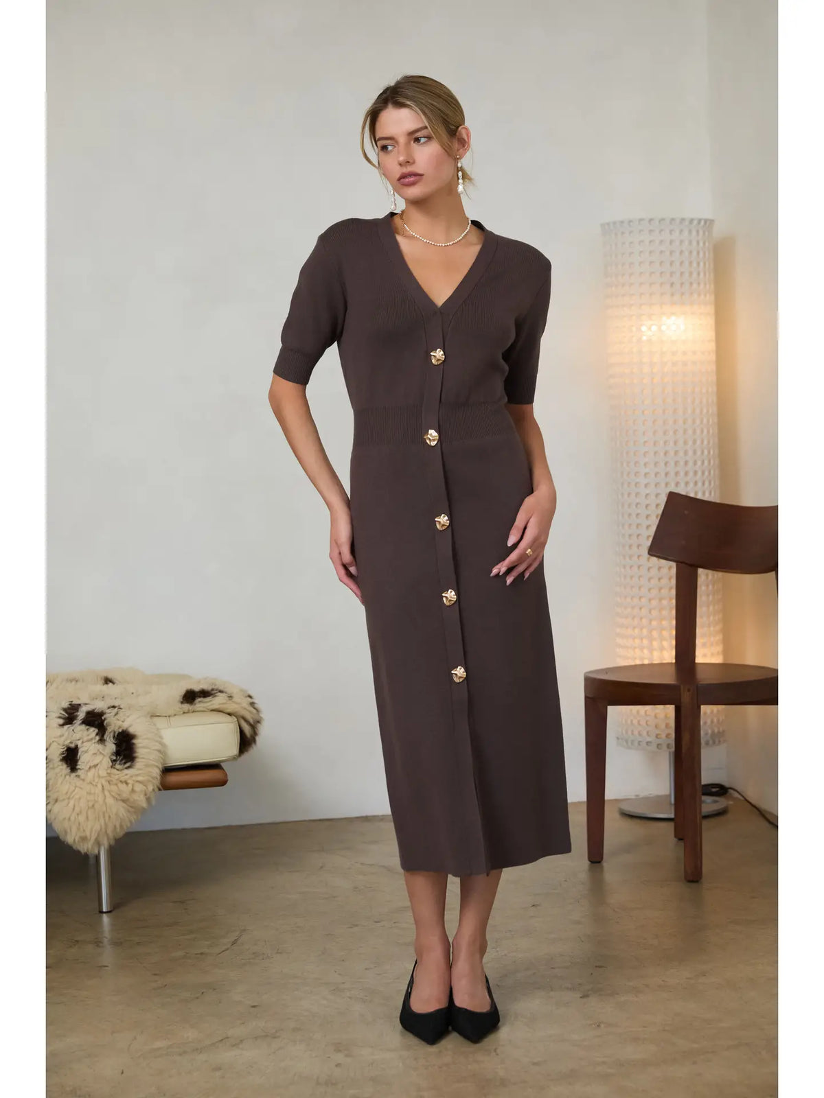 Chocolate Knit Sweater Dress
