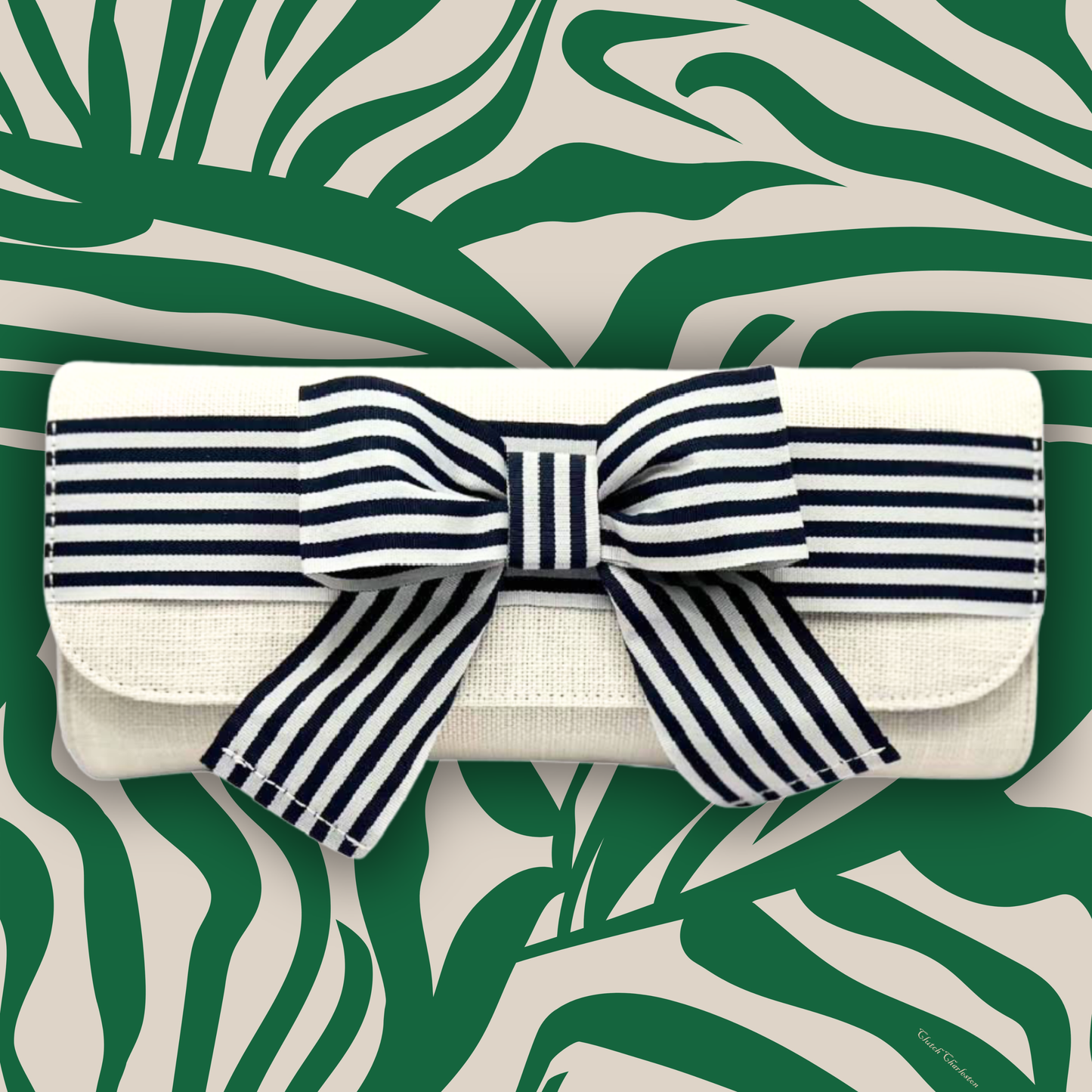 Stripe Bow Clutch
