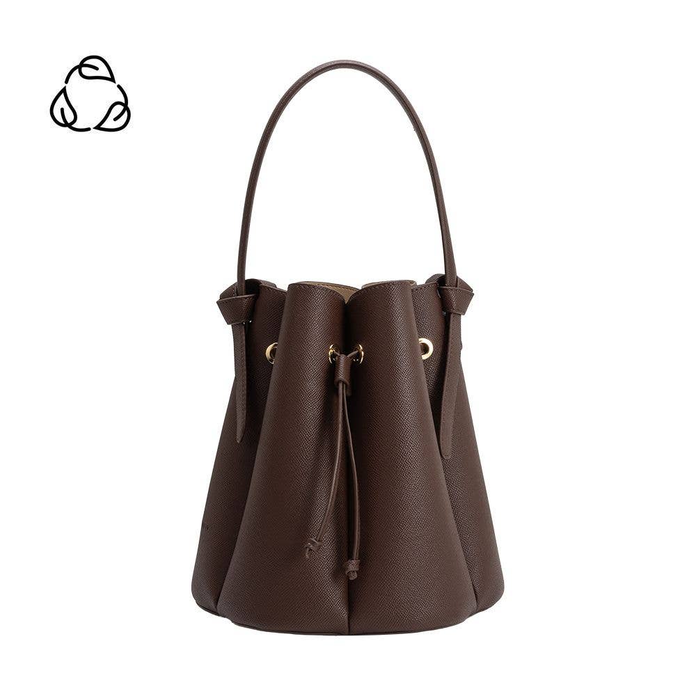 Chocolate Vegan Leather Bucket Bag