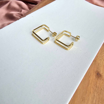 Gold Tri Hoops
