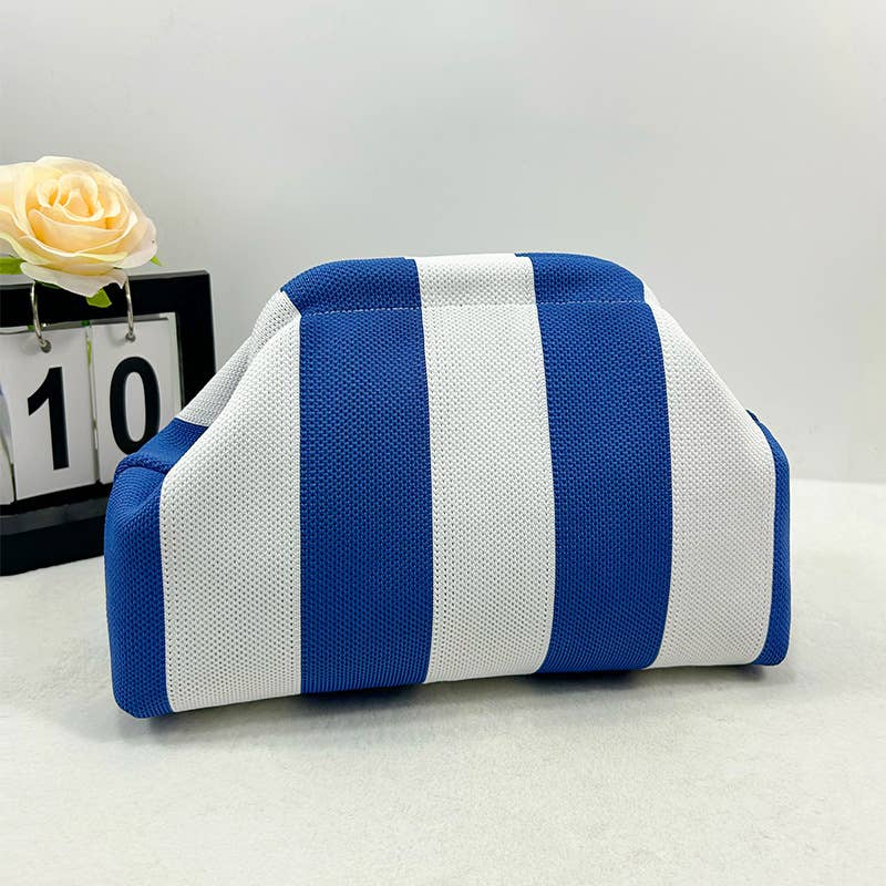 Blue Knit Clutch Bag Beach