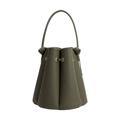 Olive Vegan Leather Bucket Bag
