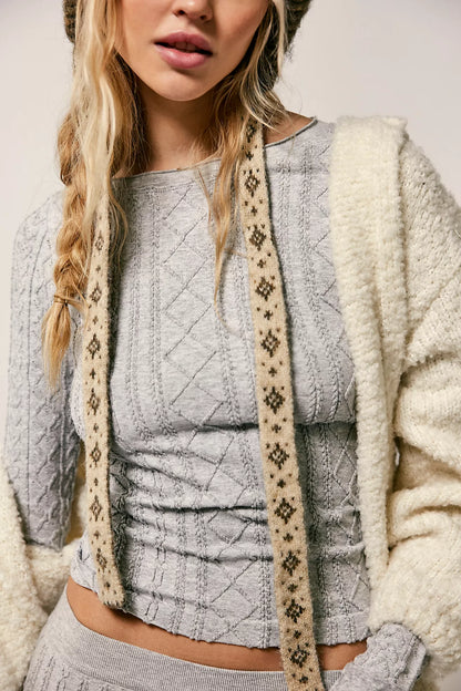 Heather Grey So Soft Seamless Cable Knit Long Sleeve