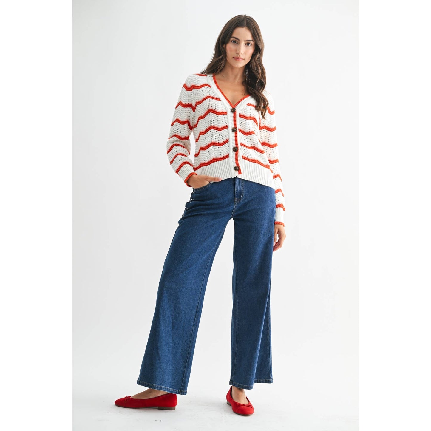 Stripe Button Up Cardigan