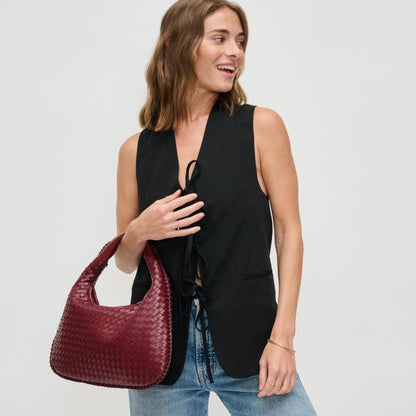 Adela Wine Woven Hobo