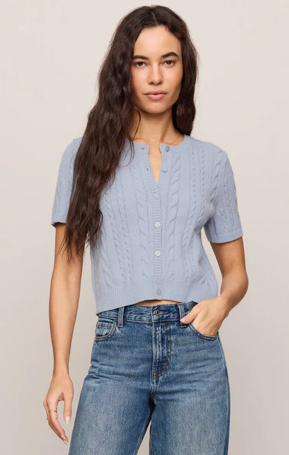 Light Blue Short Sleeve Cera Cardigan