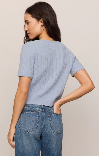 Light Blue Short Sleeve Cera Cardigan