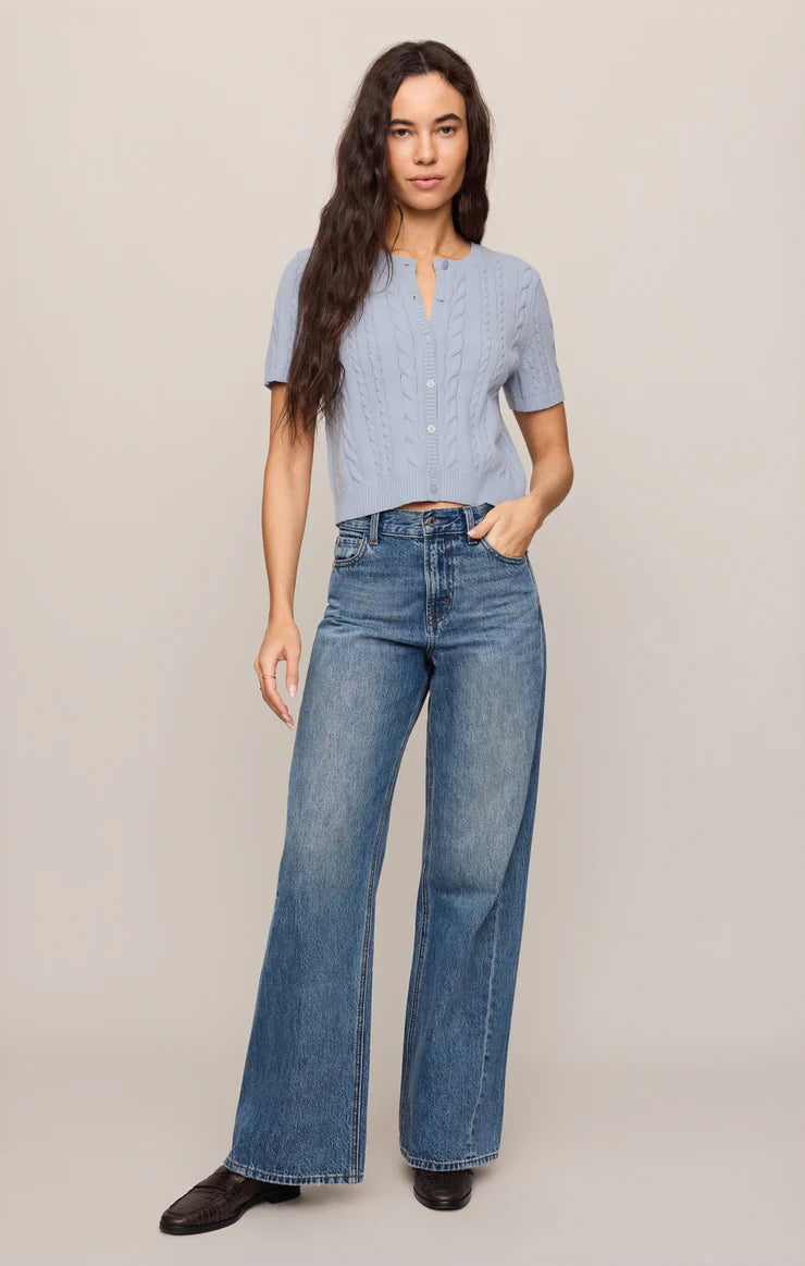 Light Blue Short Sleeve Cera Cardigan