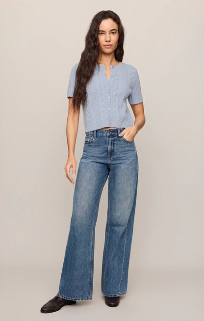 Light Blue Short Sleeve Cera Cardigan