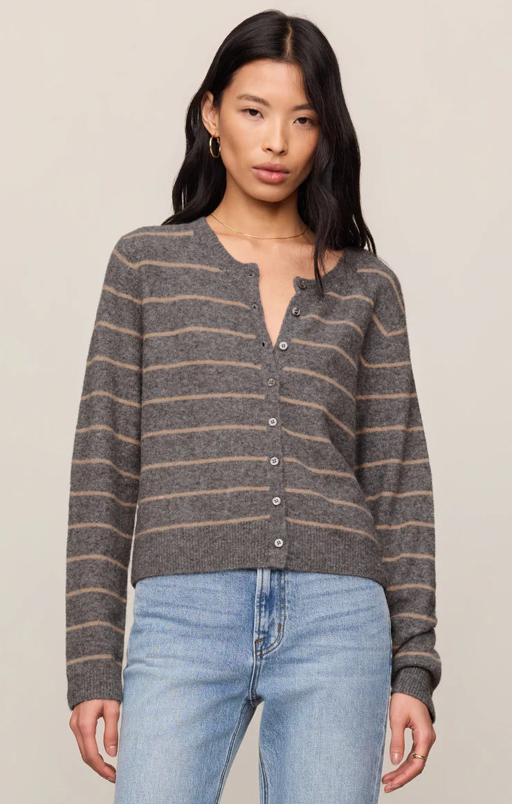 Charcoal Heather Medina Stripe Cardigan