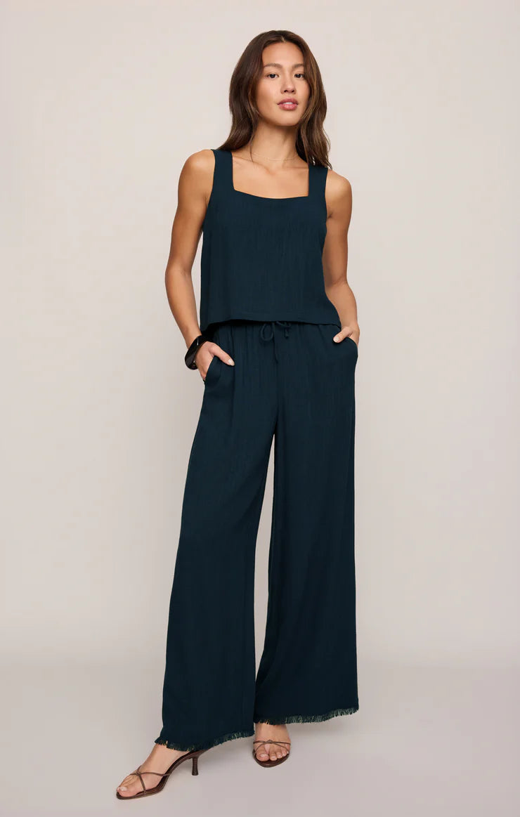 Charli Cropped Linen Tank- Eclipse
