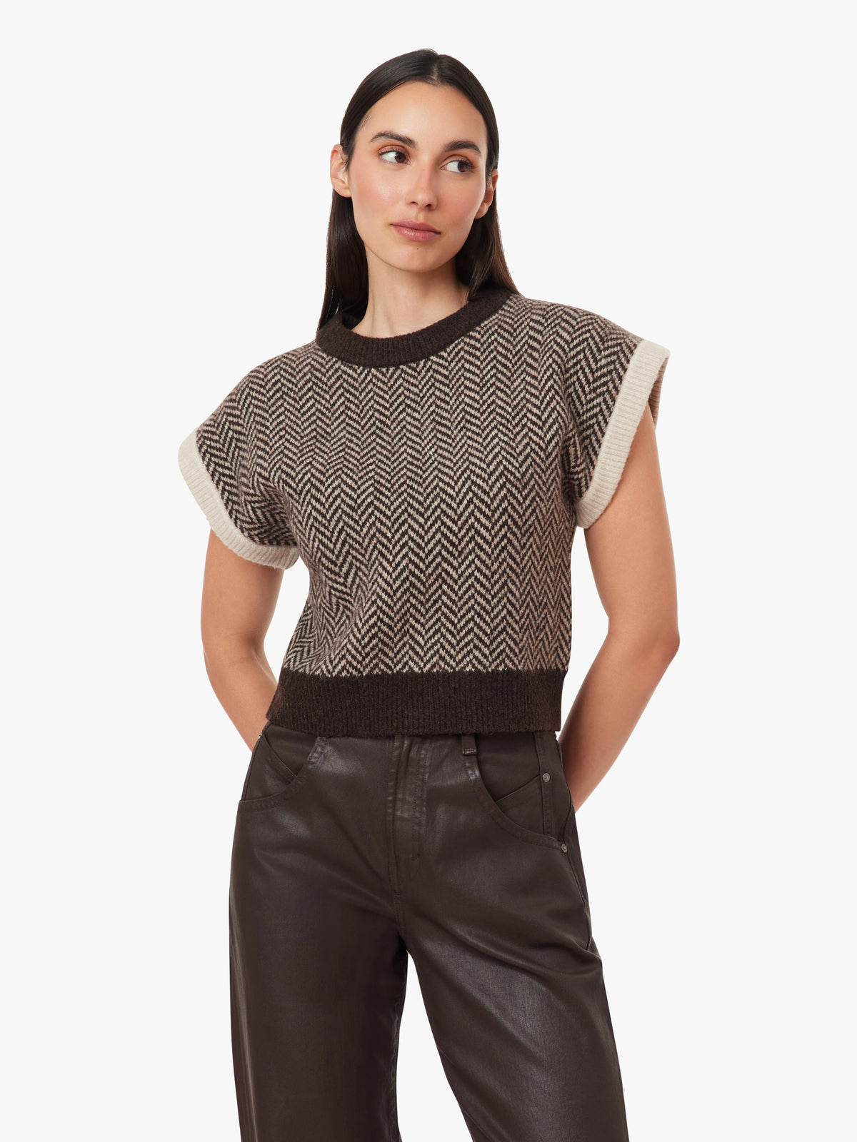 Chocolate Herringbone Sweater Vest